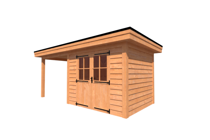 Tuinhuis met veranda plat dak 300 x 250 + 250cm Tuinhuis met veranda plat dak 300 x 250 + 250cm