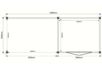 Tuinhuis met veranda plat dak 300 x 250 + 350cm Tuinhuis met veranda plat dak 300 x 250 + 350cm