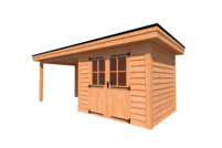 Tuinhuis met veranda plat dak 300 x 250 + 350cm Tuinhuis met veranda plat dak 300 x 250 + 350cm