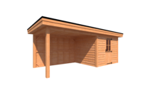 Tuinhuis met veranda plat dak 300 x 250 + 350cm