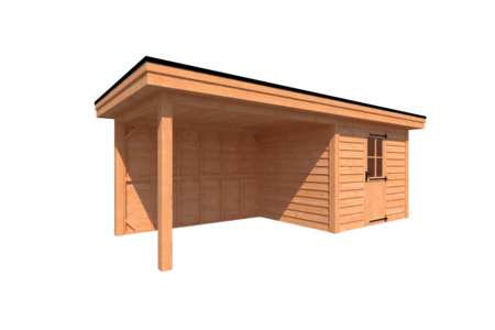 Tuinhuis met veranda plat dak 300 x 250 + 350cm Tuinhuis met veranda plat dak 300 x 250 + 350cm