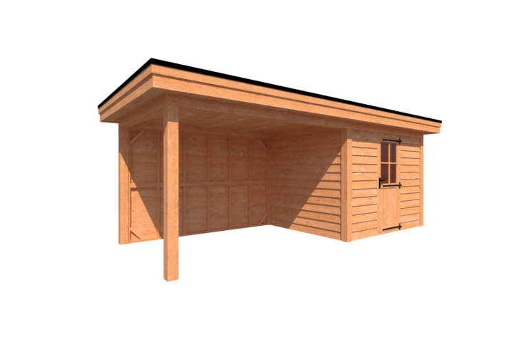 Tuinhuis met veranda plat dak 300 x 250 + 350cm