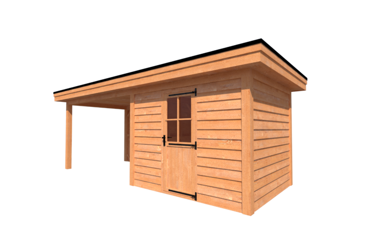 Tuinhuis met veranda plat dak 300 x 250 + 350cm