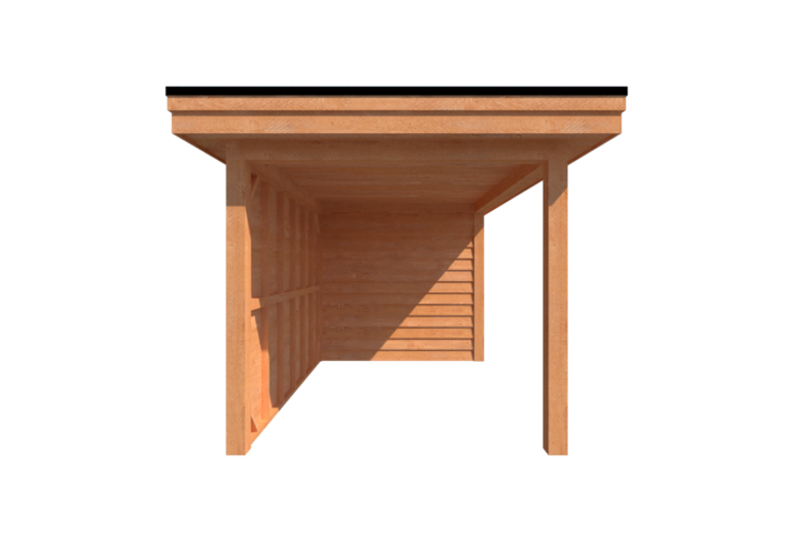 Tuinhuis met veranda plat dak 300 x 250 + 350cm