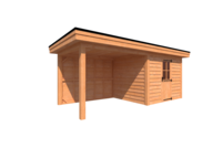 Tuinhuis met veranda plat dak 300 x 250 + 300cm