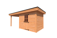 Tuinhuis met veranda plat dak 300 x 250 + 300cm