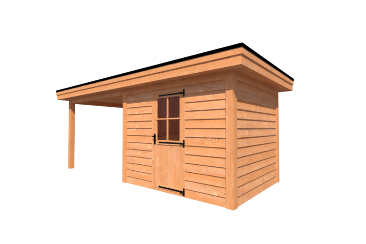 Tuinhuis met veranda plat dak 300 x 250 + 300cm