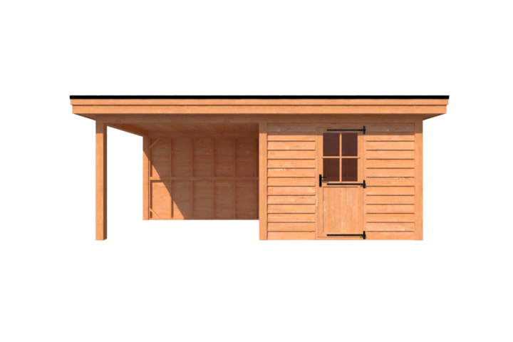 Tuinhuis met veranda plat dak 300 x 250 + 300cm