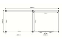 Tuinhuis met veranda plat dak 300 x 250 + 300cm