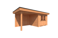 Tuinhuis met veranda plat dak 300 x 250 + 300cm