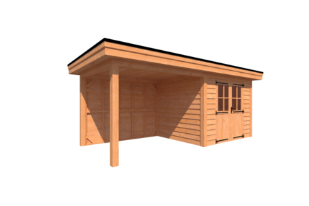 Tuinhuis met veranda plat dak 300 x 250 + 300cm Tuinhuis met veranda plat dak 300 x 250 + 300cm