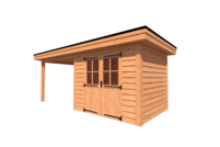 Tuinhuis met veranda plat dak 300 x 250 + 300cm