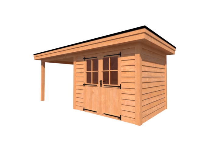 Tuinhuis met veranda plat dak 300 x 250 + 300cm
