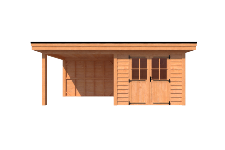 Tuinhuis met veranda plat dak 300 x 250 + 300cm
