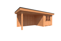 Tuinhuis met veranda plat dak 300 x 250 + 400cm