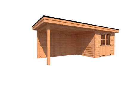 Tuinhuis met veranda plat dak 300 x 250 + 400cm Tuinhuis met veranda plat dak 300 x 250 + 400cm