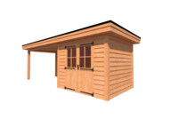 Tuinhuis met veranda plat dak 300 x 250 + 400cm