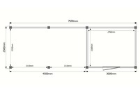 Tuinhuis met veranda plat dak 300 x 250 + 450cm Tuinhuis met veranda plat dak 300 x 250 + 450cm