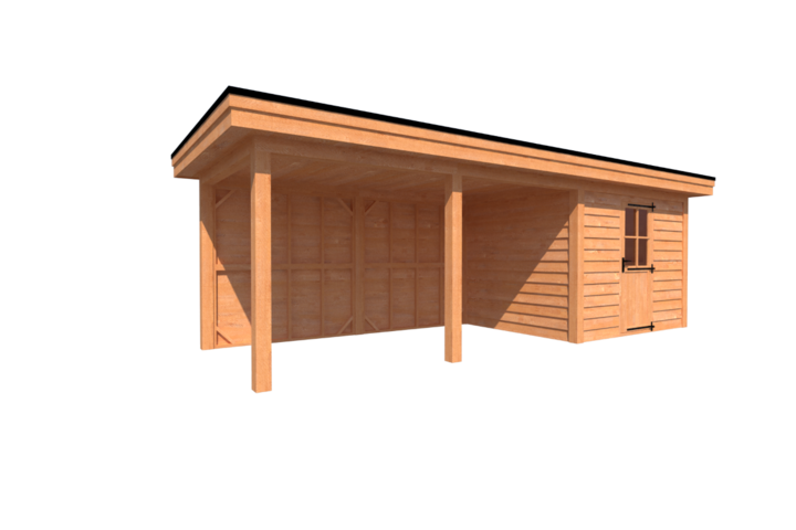 Tuinhuis met veranda plat dak 300 x 250 + 450cm Tuinhuis met veranda plat dak 300 x 250 + 450cm