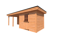 Tuinhuis met veranda plat dak 300 x 250 + 450cm Tuinhuis met veranda plat dak 300 x 250 + 450cm