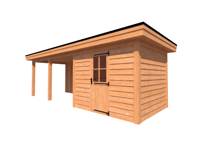 Tuinhuis met veranda plat dak 300 x 250 + 450cm Tuinhuis met veranda plat dak 300 x 250 + 450cm