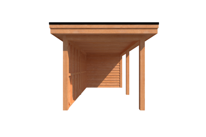 Tuinhuis met veranda plat dak 300 x 250 + 450cm Tuinhuis met veranda plat dak 300 x 250 + 450cm