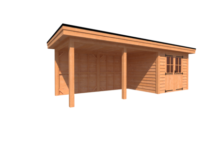 Tuinhuis met veranda plat dak 300 x 250 + 450cm Tuinhuis met veranda plat dak 300 x 250 + 450cm