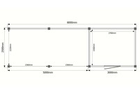 Tuinhuis met veranda plat dak 300 x 250 + 500cm Tuinhuis met veranda plat dak 300 x 250 + 500cm
