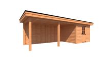 Tuinhuis met veranda plat dak 300 x 250 + 500cm Tuinhuis met veranda plat dak 300 x 250 + 500cm