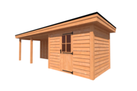 Tuinhuis met veranda plat dak 300 x 250 + 500cm Tuinhuis met veranda plat dak 300 x 250 + 500cm