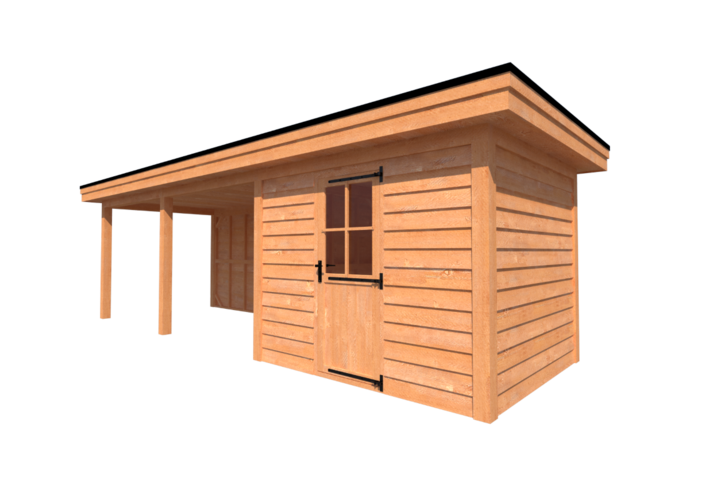 Tuinhuis met veranda plat dak 300 x 250 + 500cm Tuinhuis met veranda plat dak 300 x 250 + 500cm