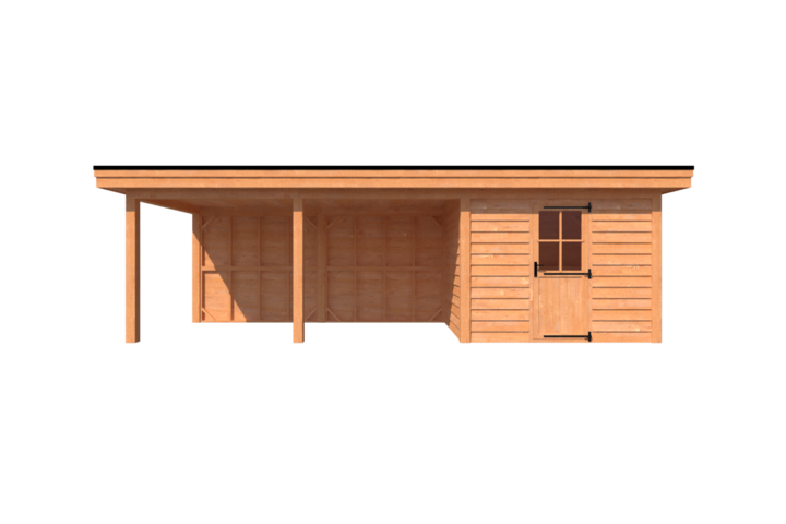Tuinhuis met veranda plat dak 300 x 250 + 500cm Tuinhuis met veranda plat dak 300 x 250 + 500cm