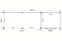 Tuinhuis met veranda plat dak 300 x 250 + 550cm Tuinhuis met veranda plat dak 300 x 250 + 550cm