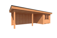 Tuinhuis met veranda plat dak 300 x 250 + 550cm Tuinhuis met veranda plat dak 300 x 250 + 550cm