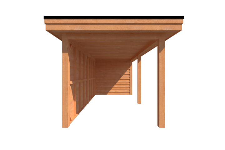 Tuinhuis met veranda plat dak 300 x 250 + 550cm Tuinhuis met veranda plat dak 300 x 250 + 550cm