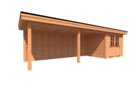Tuinhuis met veranda plat dak 300 x 250 + 600cm Tuinhuis met veranda plat dak 300 x 250 + 600cm