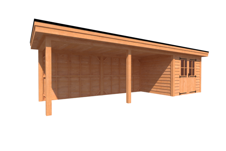 Tuinhuis met veranda plat dak 300 x 250 + 600cm Tuinhuis met veranda plat dak 300 x 250 + 600cm