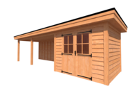 Tuinhuis met veranda plat dak 300 x 250 + 600cm Tuinhuis met veranda plat dak 300 x 250 + 600cm