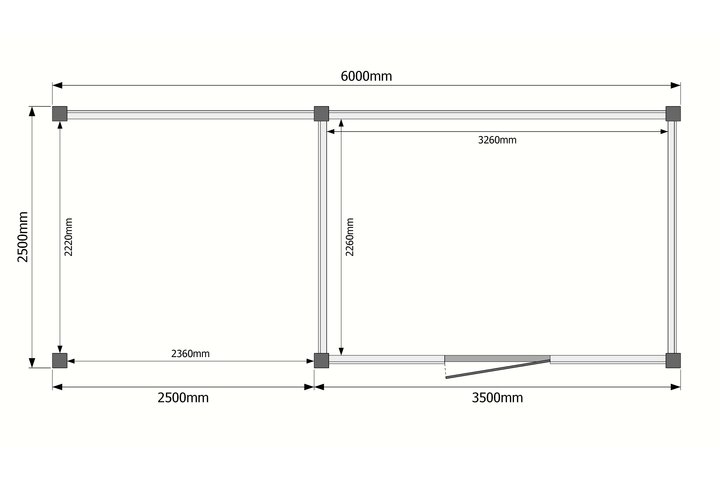 Tuinhuis met veranda plat dak 350 x 250 + 250cm Tuinhuis met veranda plat dak 350 x 250 + 250cm