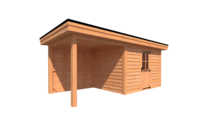 Tuinhuis met veranda plat dak 350 x 250 + 250cm Tuinhuis met veranda plat dak 350 x 250 + 250cm
