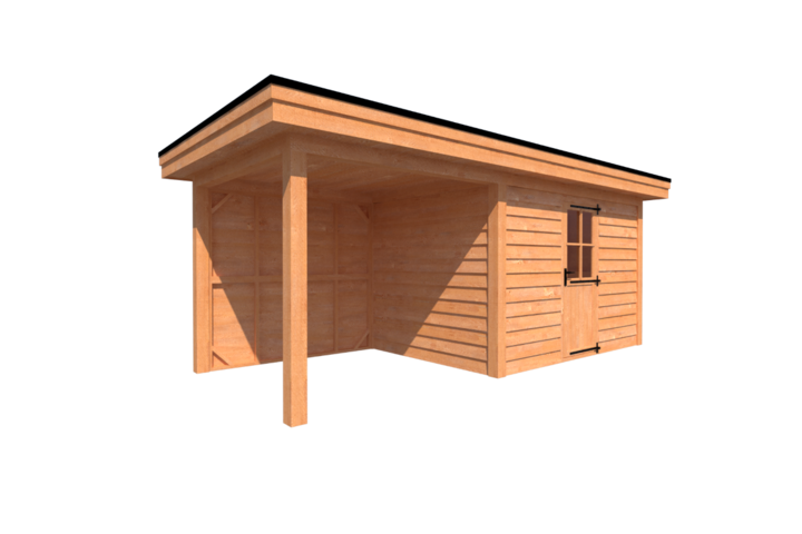 Tuinhuis met veranda plat dak 350 x 250 + 250cm Tuinhuis met veranda plat dak 350 x 250 + 250cm