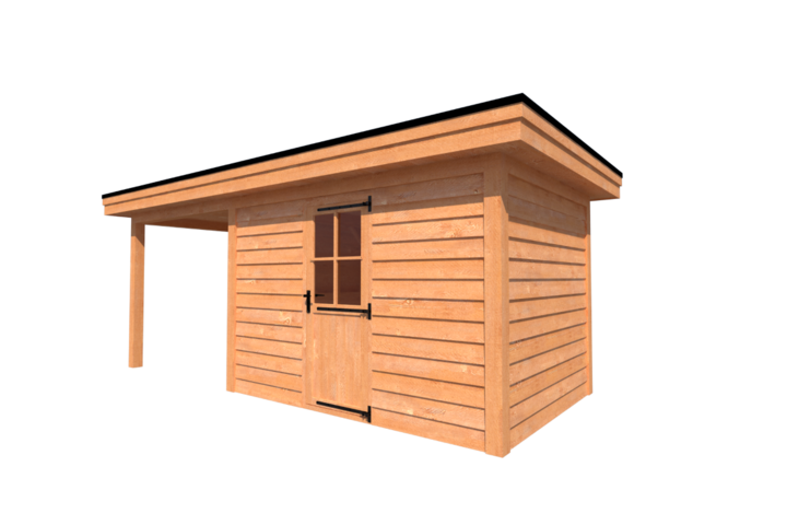 Tuinhuis met veranda plat dak 350 x 250 + 250cm Tuinhuis met veranda plat dak 350 x 250 + 250cm