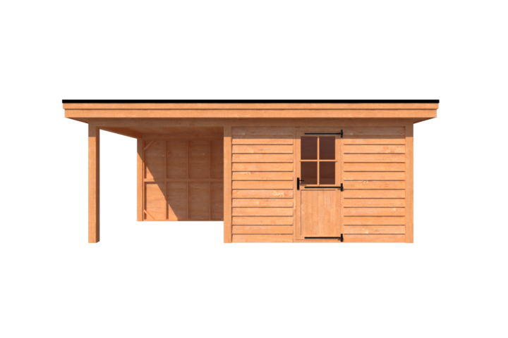 Tuinhuis met veranda plat dak 350 x 250 + 250cm Tuinhuis met veranda plat dak 350 x 250 + 250cm