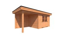 Tuinhuis met veranda plat dak 350 x 250 + 250cm