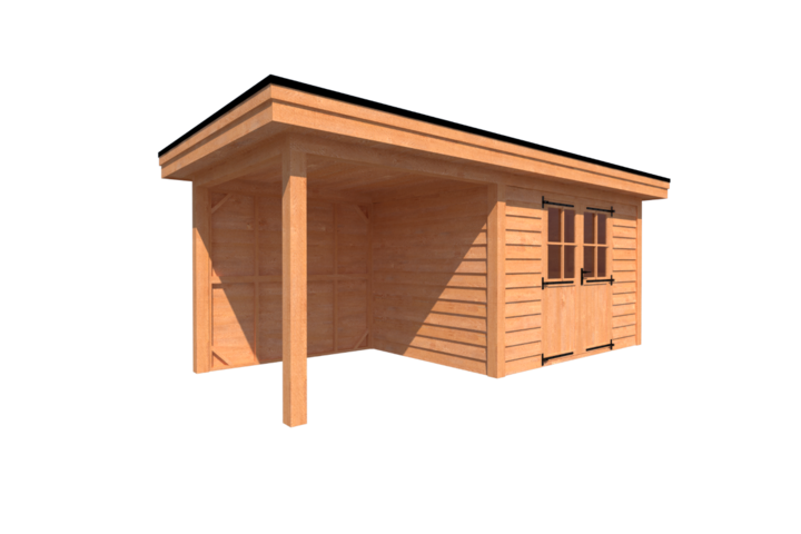 Tuinhuis met veranda plat dak 350 x 250 + 250cm