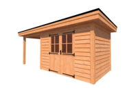 Tuinhuis met veranda plat dak 350 x 250 + 250cm