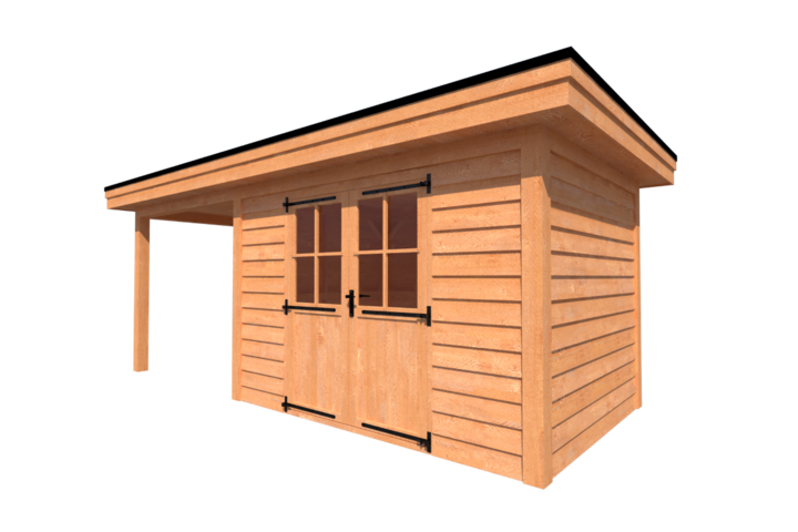 Tuinhuis met veranda plat dak 350 x 250 + 250cm