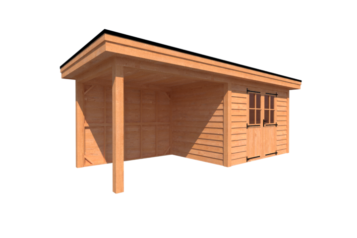 Tuinhuis met veranda plat dak 350 x 250 + 300cm Tuinhuis met veranda plat dak 350 x 250 + 300cm
