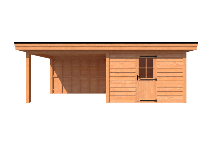 Tuinhuis met veranda plat dak 350 x 250 + 350cm Tuinhuis met veranda plat dak 350 x 250 + 350cm