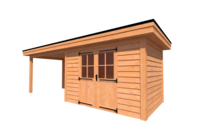 Tuinhuis met veranda plat dak 350 x 250 + 350cm Tuinhuis met veranda plat dak 350 x 250 + 350cm
